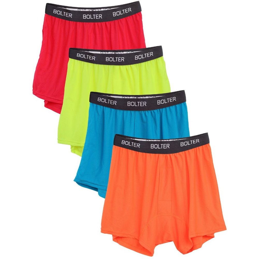 4 Pack Men's Nylon Spandex Performance Boxers Shorts 9004 Neons New NWB